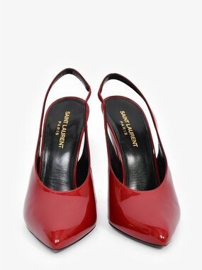 Saint Laurent Cherry Patent 'Venus' Slingback Heels Size 36.5